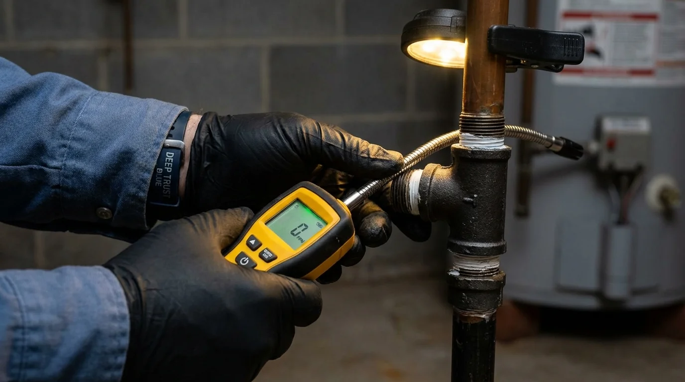 Gas leak detection with electronic sniffer by Johns Plumbing LLC in Dennis